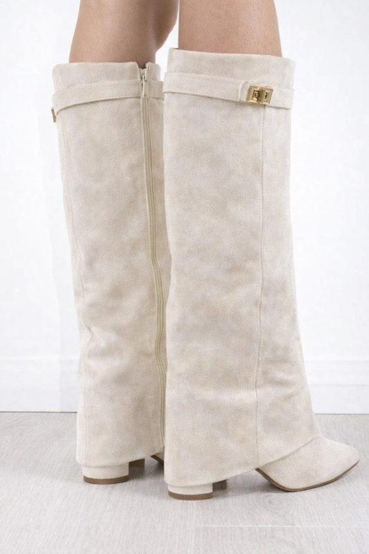 Lunave Ivory Suede Boots
