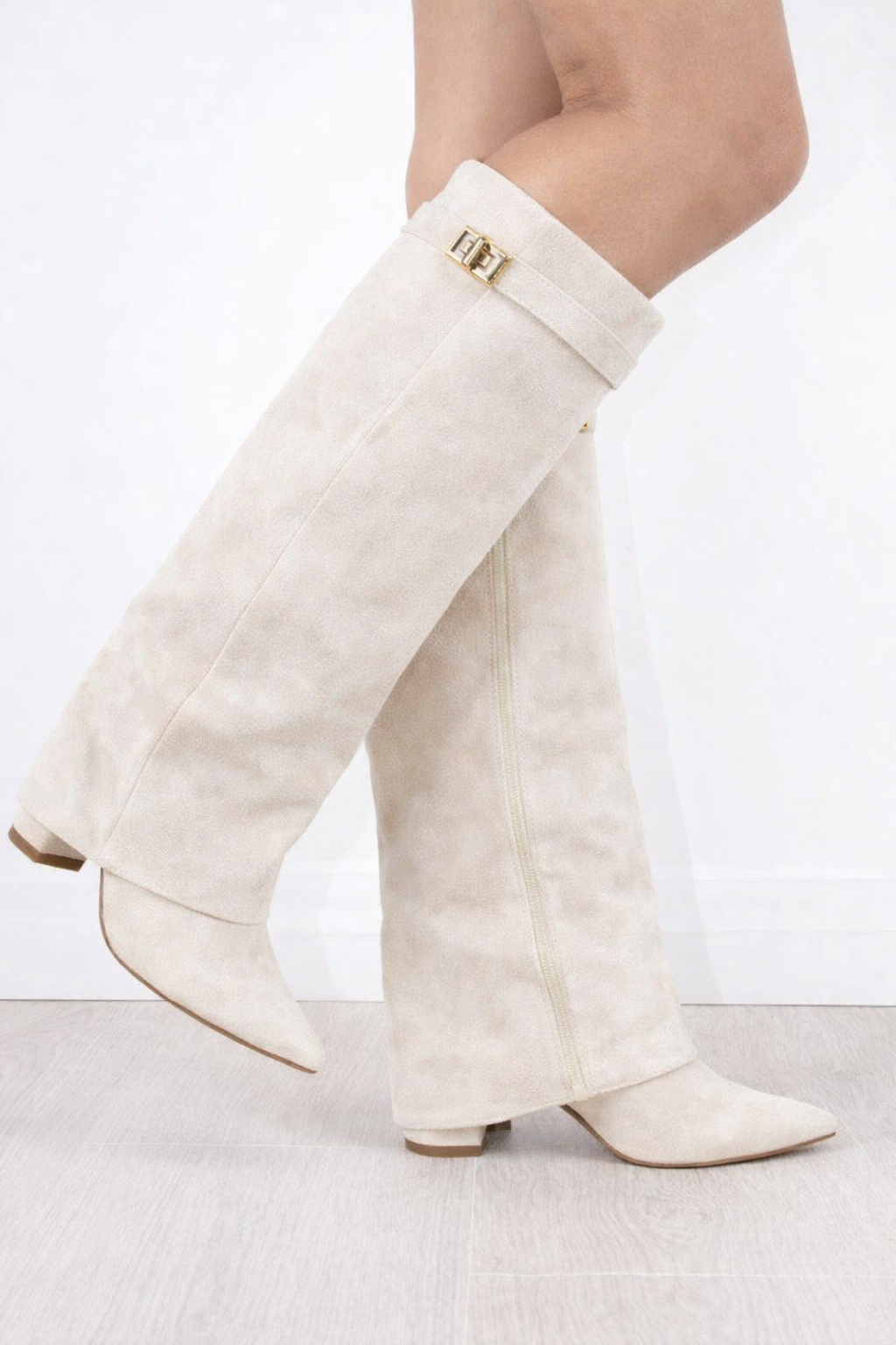 Lunave Ivory Suede Boots