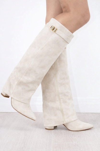 Lunave Ivory Suede Boots