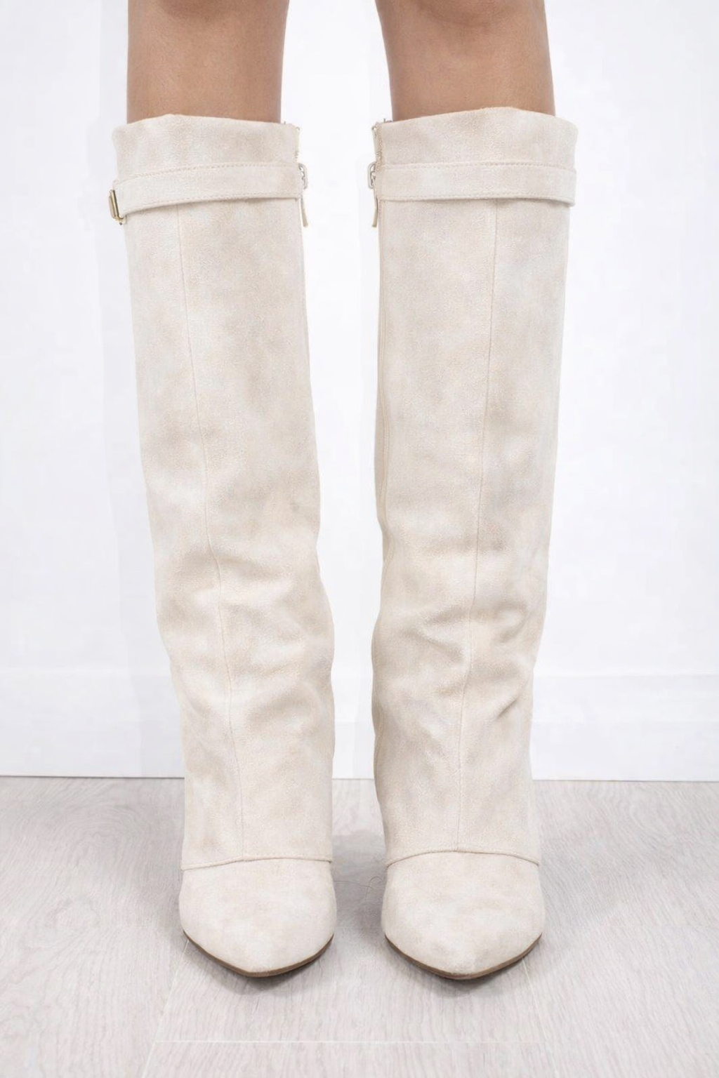 Lunave Ivory Suede Boots