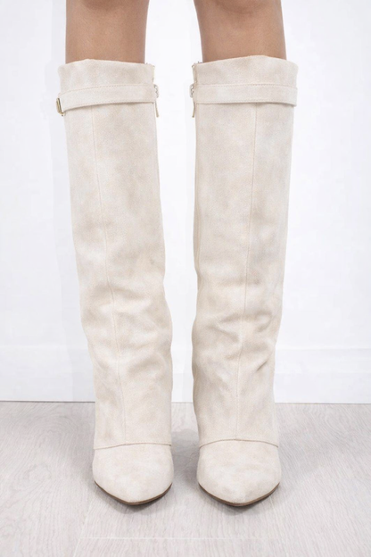 Lunave Ivory Suede Boots